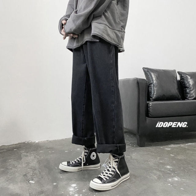 Men Jeans Autumn Male Trousers Cozy Breathable Retro Loose All-match Korean Trendy Streetwear Students Ulzzang Chic Wide Leg 3XL