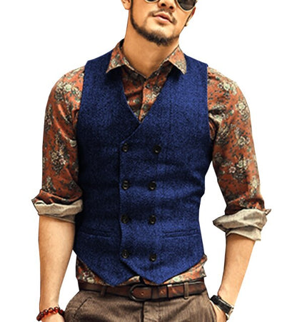 Men Vests Suit Vest Tweed Man Waistcoat Brown Black Groomman Wedding Clothing Jacket Victorian Style Steampunk Business