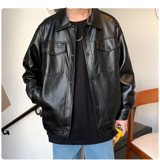 saferido      Men Spring Black Soft Faux Leather Jacket Mens Hip Hop Jacket Leather Male Oversize Streetwear Pockets Clothes