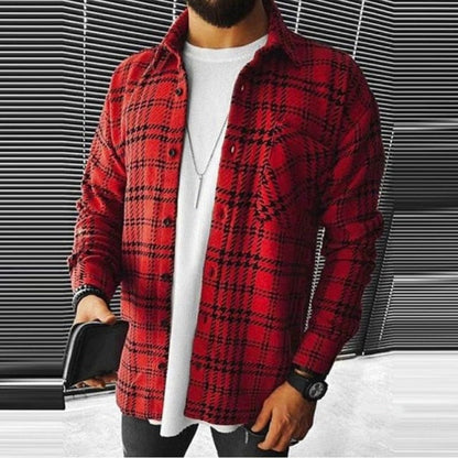 Got Men's Fashion Plaid Casual Thick Shirts Coat Man Long Sleeve Soft Cotton Men Jacket Cardigan Shirts Coats Oversized Shirt