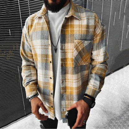 Got Men's Fashion Plaid Casual Thick Shirts Coat Man Long Sleeve Soft Cotton Men Jacket Cardigan Shirts Coats Oversized Shirt