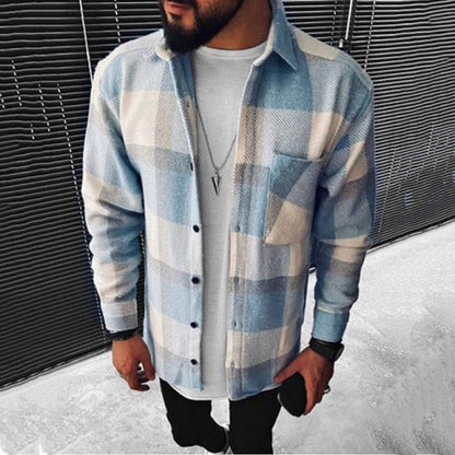 Got Men's Fashion Plaid Casual Thick Shirts Coat Man Long Sleeve Soft Cotton Men Jacket Cardigan Shirts Coats Oversized Shirt