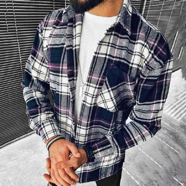 Got Men's Fashion Plaid Casual Thick Shirts Coat Man Long Sleeve Soft Cotton Men Jacket Cardigan Shirts Coats Oversized Shirt