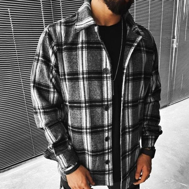 Got Men's Fashion Plaid Casual Thick Shirts Coat Man Long Sleeve Soft Cotton Men Jacket Cardigan Shirts Coats Oversized Shirt