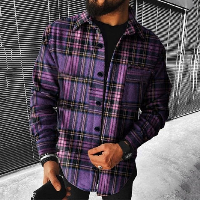 Got Men's Fashion Plaid Casual Thick Shirts Coat Man Long Sleeve Soft Cotton Men Jacket Cardigan Shirts Coats Oversized Shirt