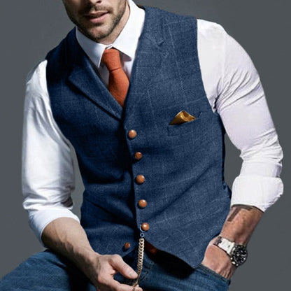 Fall New Business Casual Men's Single Breasted Lattice Slim Fit Vest Vest Vest Jacket