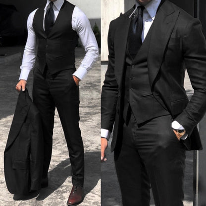 saferido Classy Wedding Tuxedos Suits Slim Fit Bridegroom For Men 3 Pieces Groomsmen Suit Male Cheap Formal Business  (Jacket+Vest+Pants