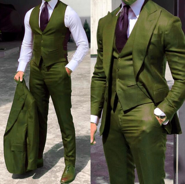 saferido Classy Wedding Tuxedos Suits Slim Fit Bridegroom For Men 3 Pieces Groomsmen Suit Male Cheap Formal Business  (Jacket+Vest+Pants