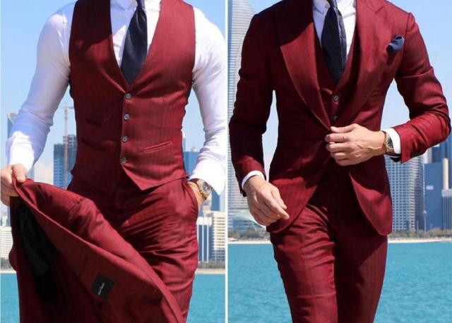 saferido Classy Wedding Tuxedos Suits Slim Fit Bridegroom For Men 3 Pieces Groomsmen Suit Male Cheap Formal Business  (Jacket+Vest+Pants